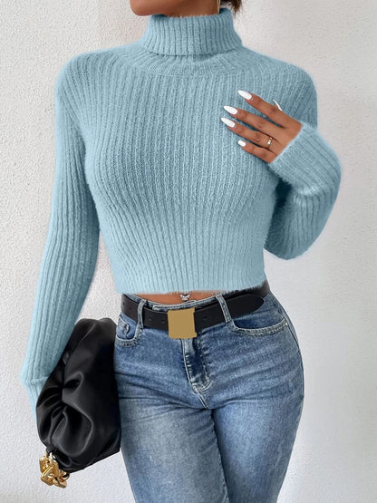 Ribbed Turtleneck Long Sleeve Sweater