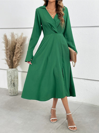 Flare Sleeve Silt Midi Dress