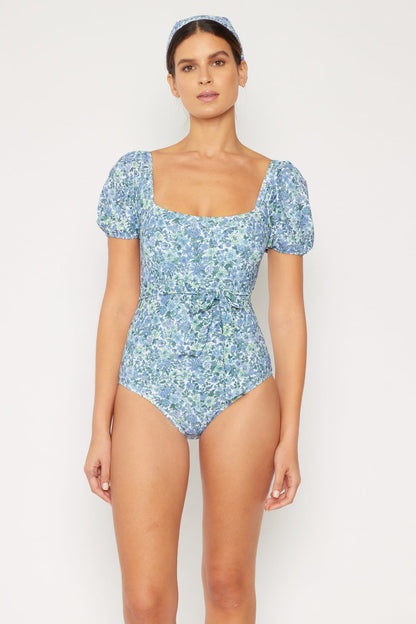 Salty Air Puff Sleeve One-Piece in Blue