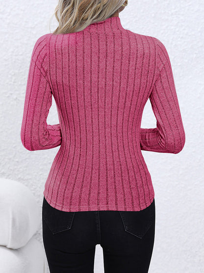 Mock Neck Long Sleeve Knit Top