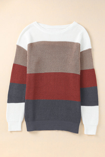 Color Block Round Neck Sweater