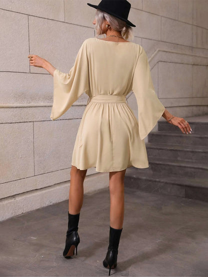 Tie Waist Kimono Sleeve Mini Dress