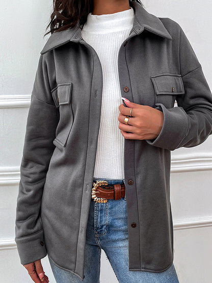 Button Down Dropped Shoulder Coat