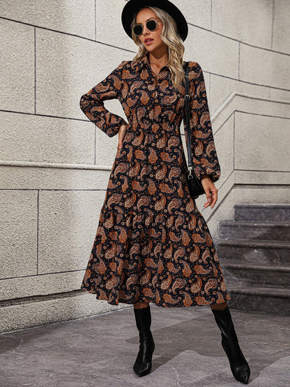 Long Sleeve Collared Midi Dress