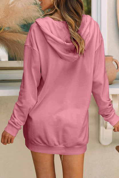 Drawstring Half Zip Hooded Dress