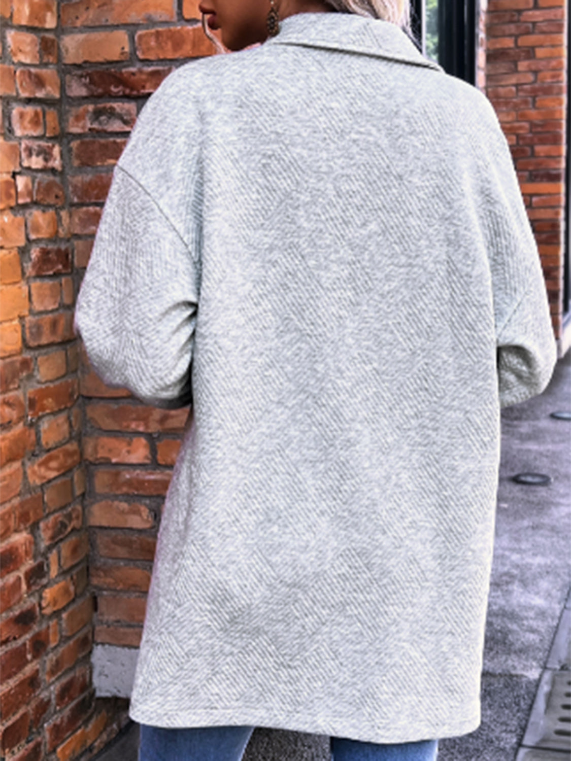 Textured Drop Shoulder Longline Jacket