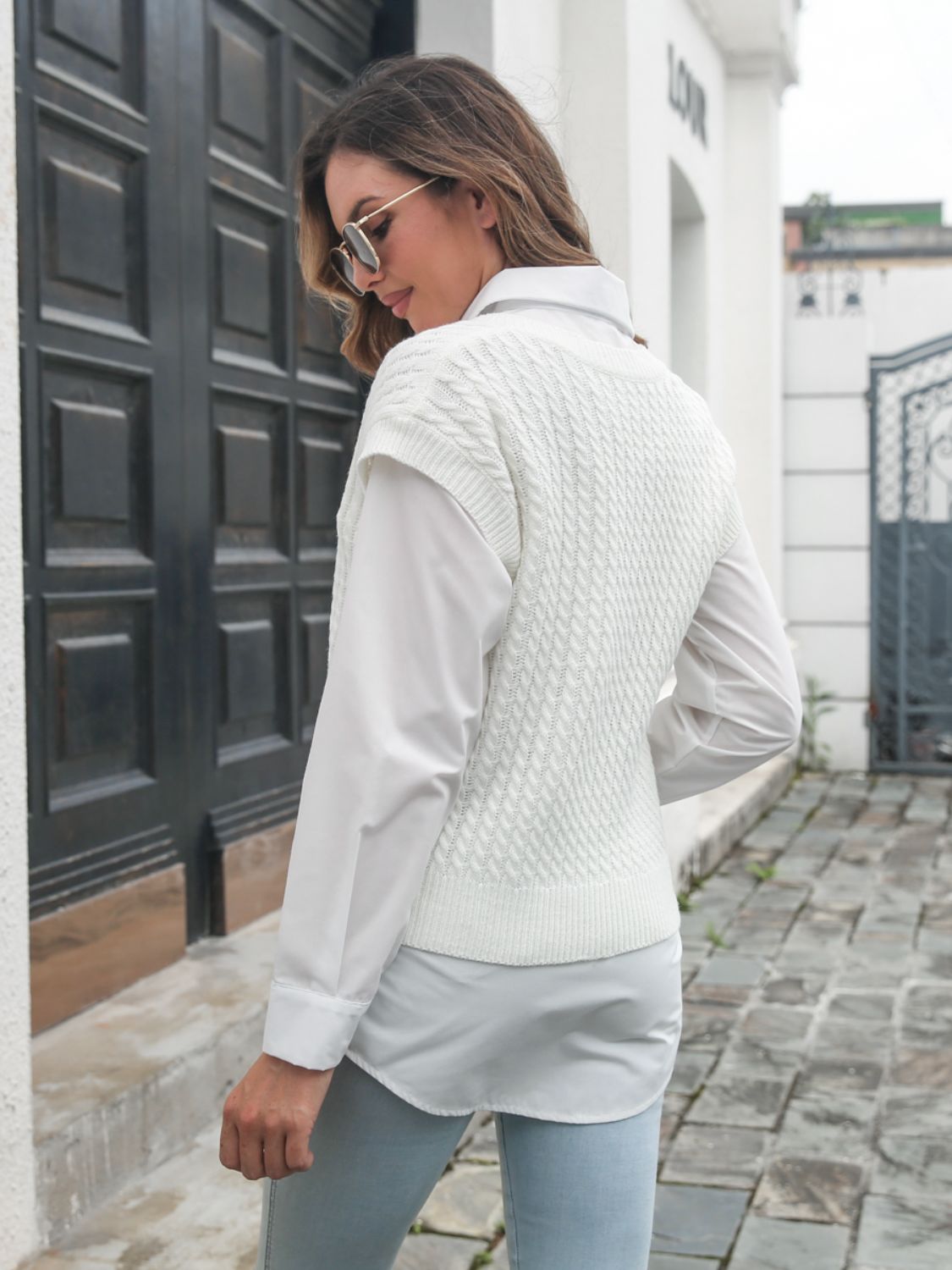 Cable-knit V-Neck Sweater Vest