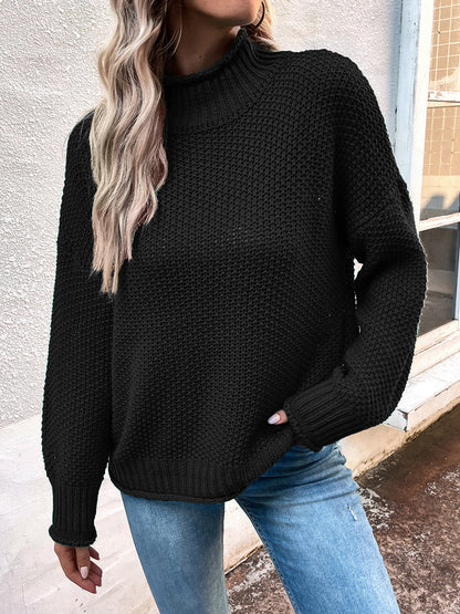 Roll Hem Drop Shoulder Sweater