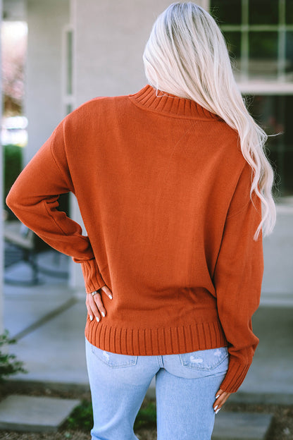 Geometric Mock Neck Sweater