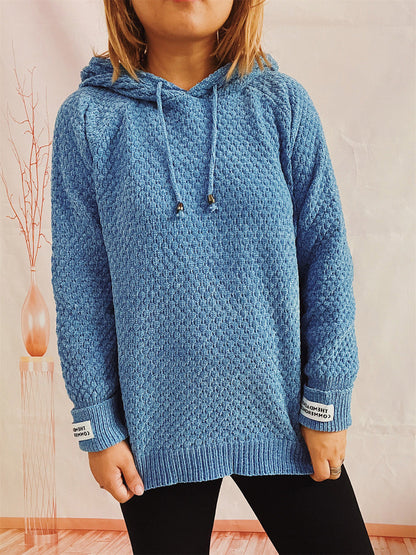 Drawstring Long Sleeve  Hooded Sweater