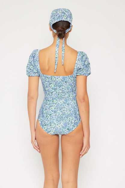 Salty Air Puff Sleeve One-Piece in Blue