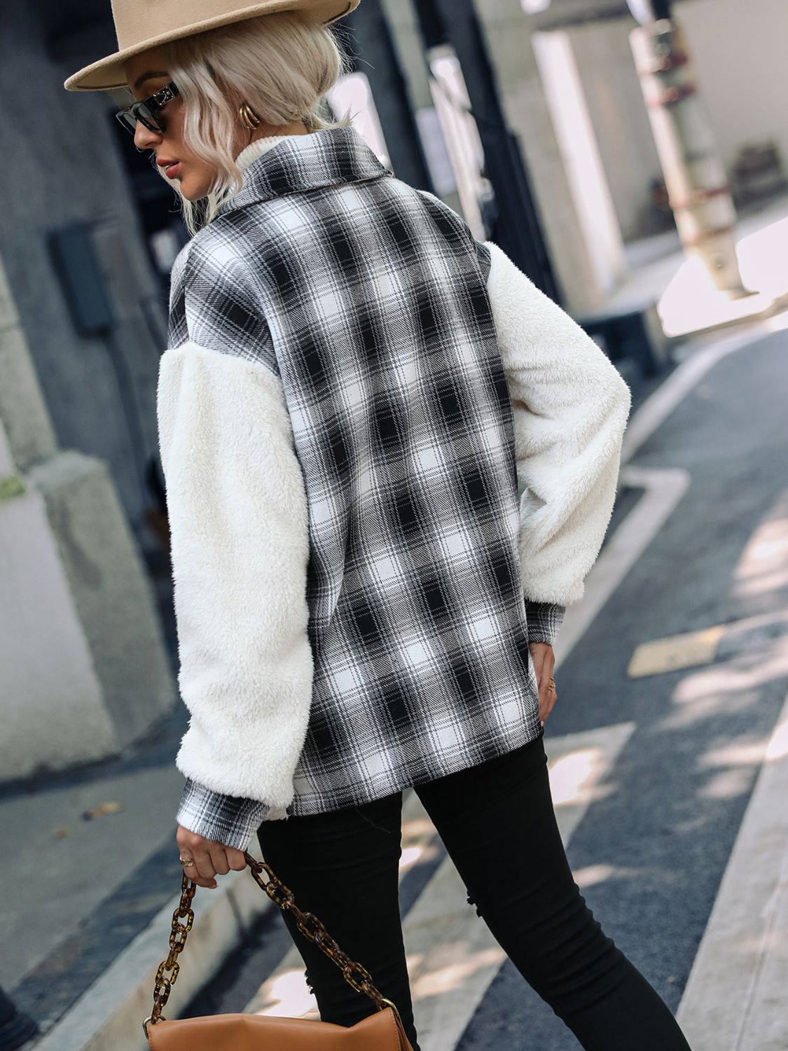 Plaid Collared Neck Button Down Jacket