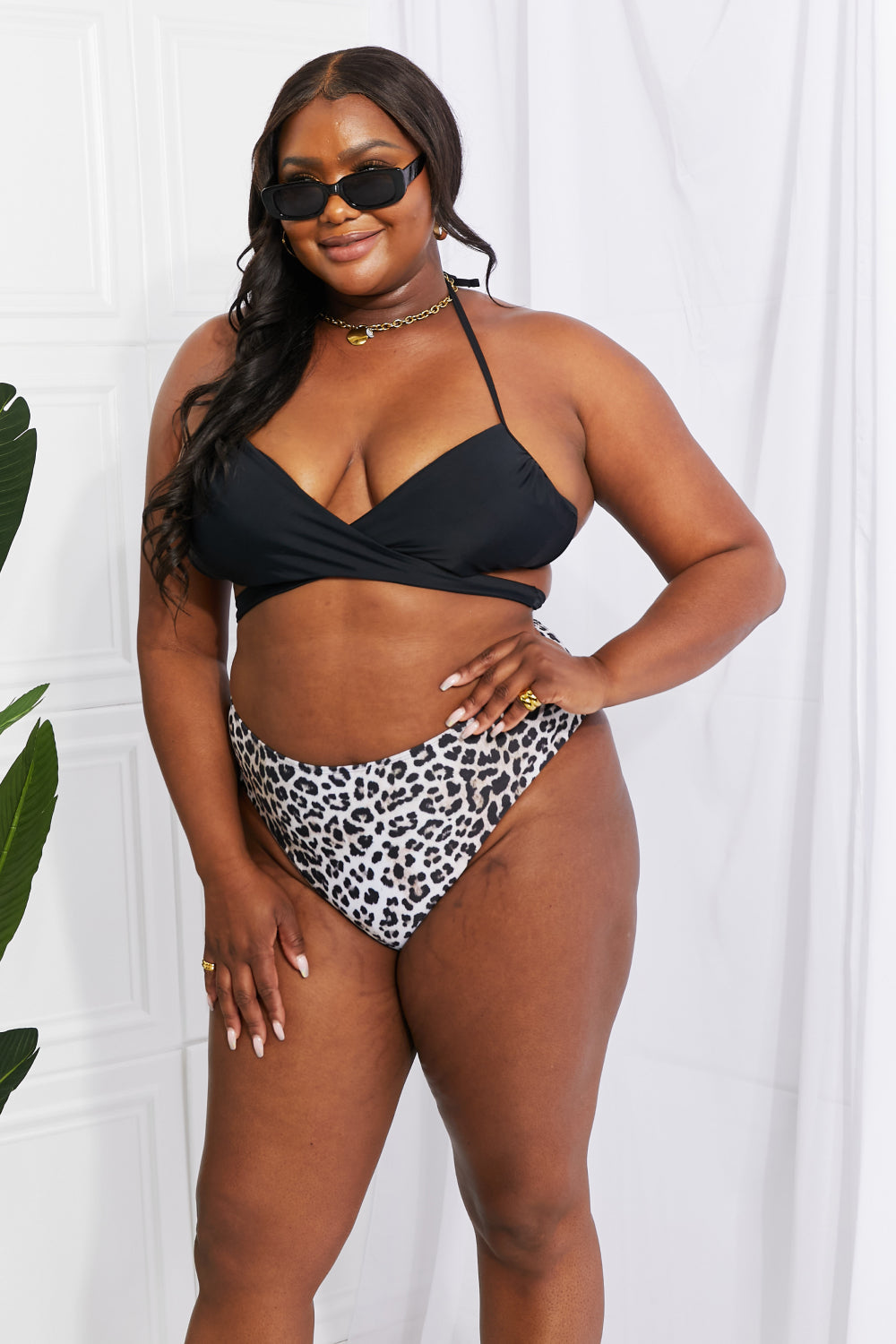 Summer Splash Halter Bikini Set in Black