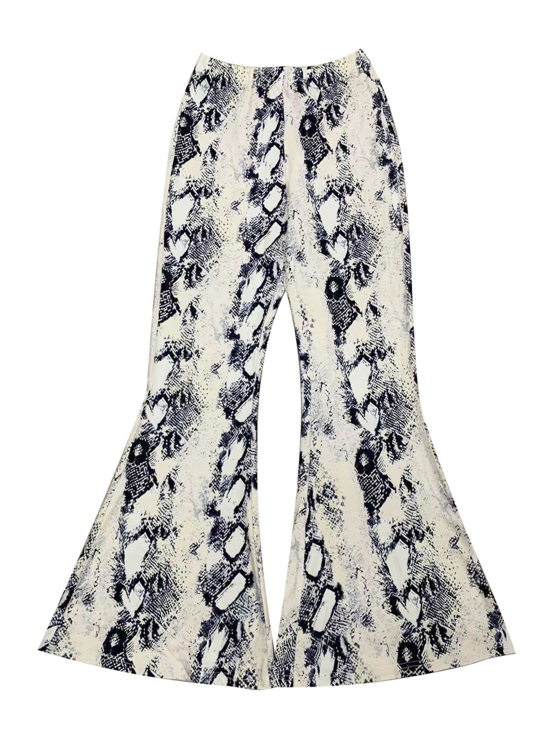 Snakeskin Print High Waist Flare Pants