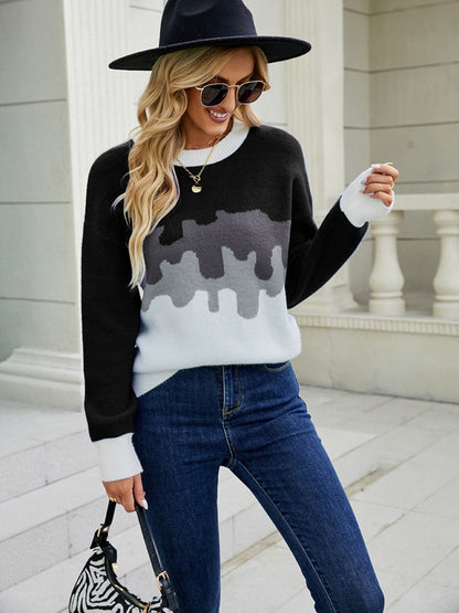 Color Block Dropped Shoulder Sweater