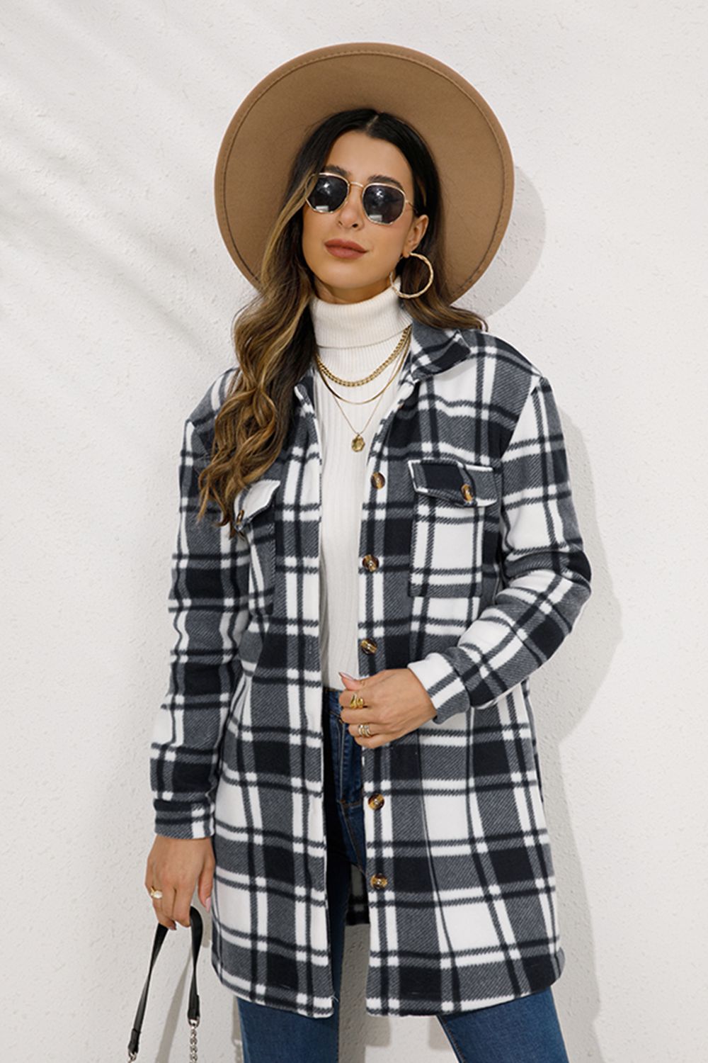 Plaid Collared Longline Coat