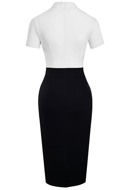 Round Neck Short Sleeve Pencil Dress