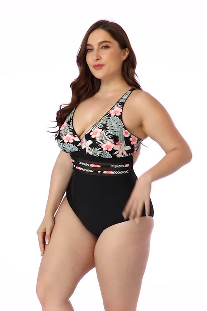 Floral Cutout Tie-Back One-Piece Swimsuit