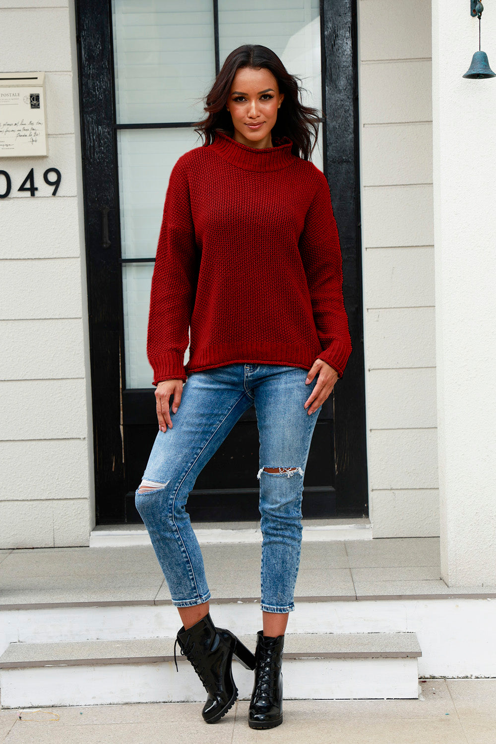 Mock Neck Long Sleeve Sweater