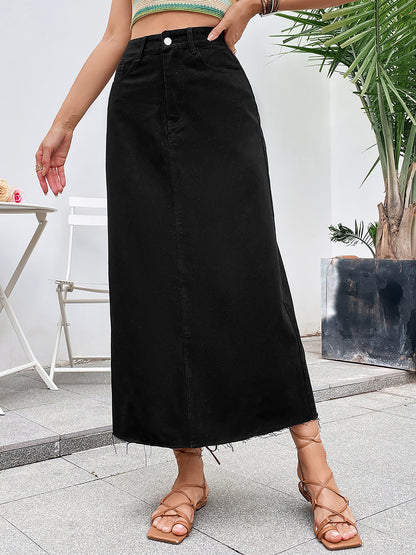 Raw Hem Denim Skirt