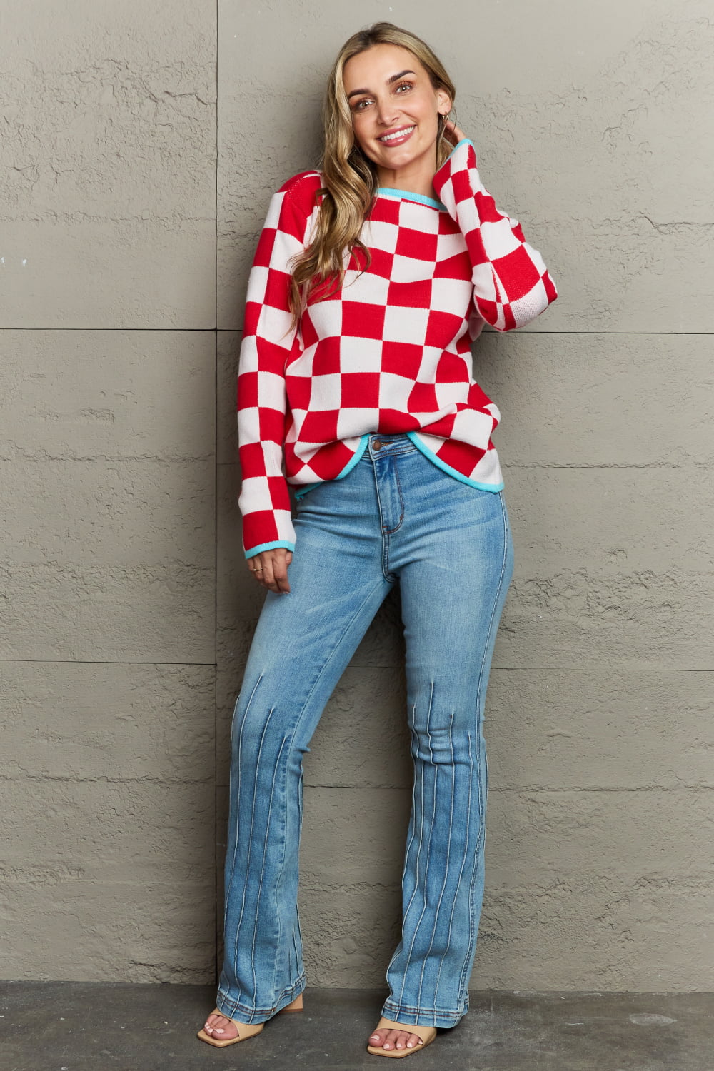 Checkered Round Neck Sweater