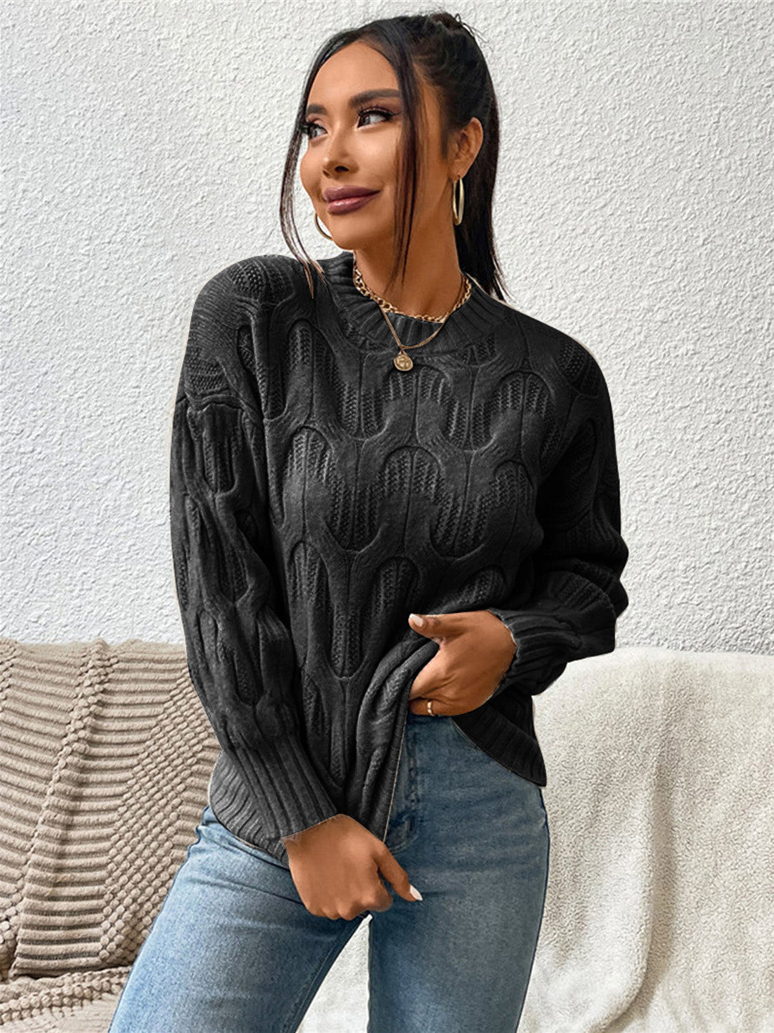 Round Neck Long Sleeve Sweater