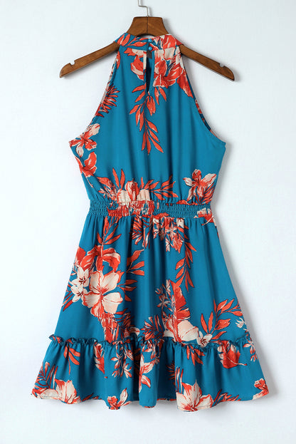 Floral Smocked Waist Sleeveless Dress