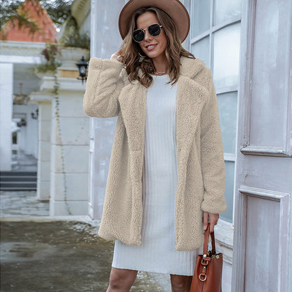 Collared Neck Long Sleeve Winter Coat