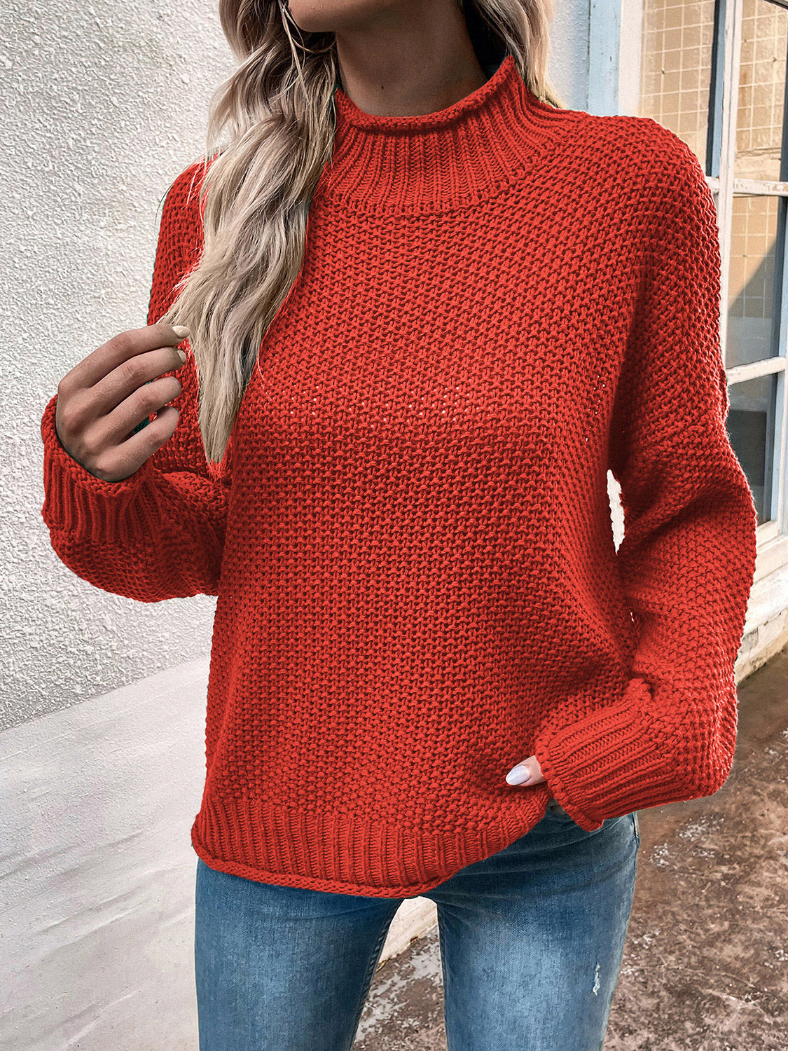 Roll Hem Drop Shoulder Sweater