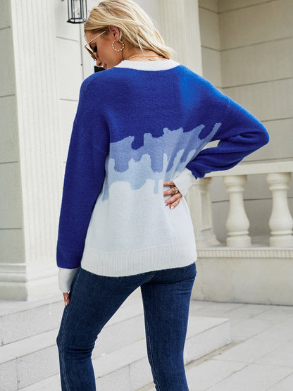 Color Block Dropped Shoulder Sweater