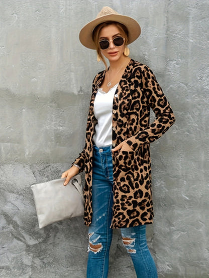 Leopard Button Up Long Sleeve Cardigan