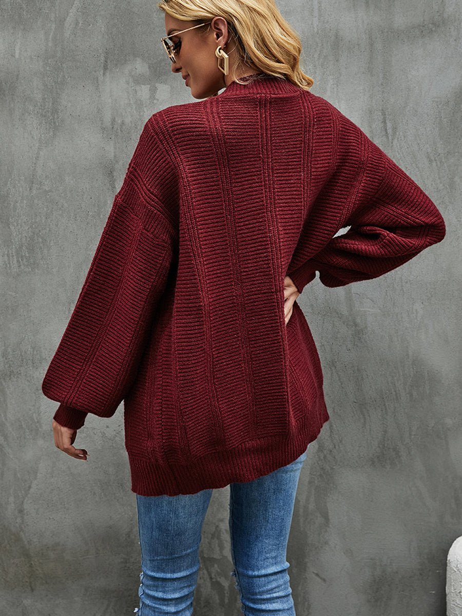 Cable-Knit Dropped Shoulder Cardigan