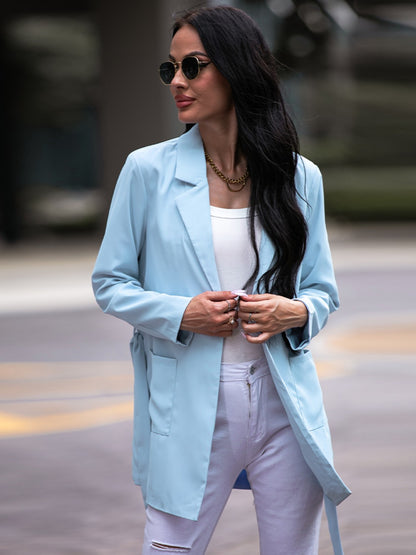 Tie Waist Long Sleeve Blazer